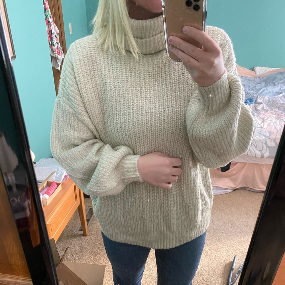 VICI Beige Cowl Neck Sweater, Medium